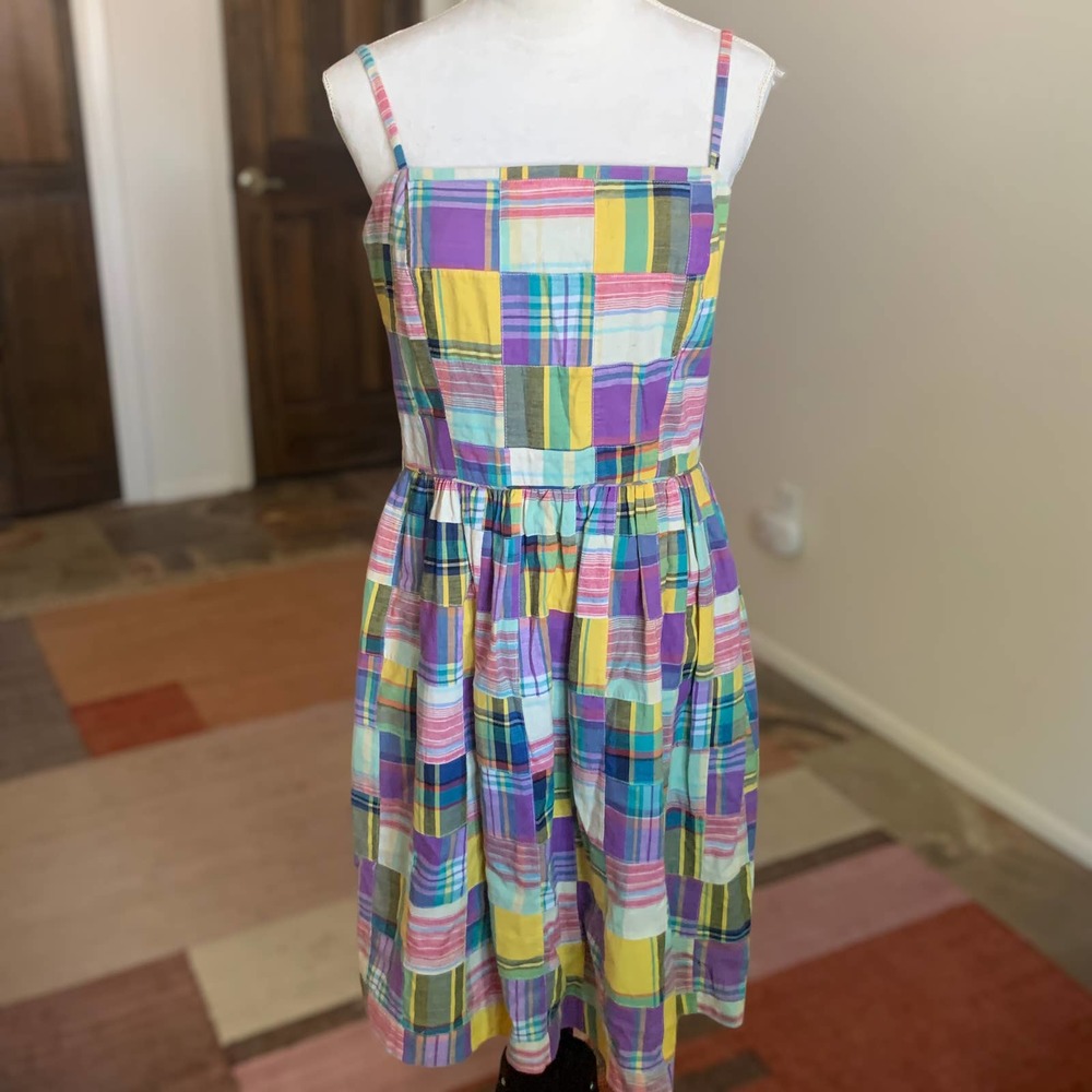 Vintage 90s Isaac Mizrahi Dress - Rainbow Plaid Patchwork Quilt Sundress
